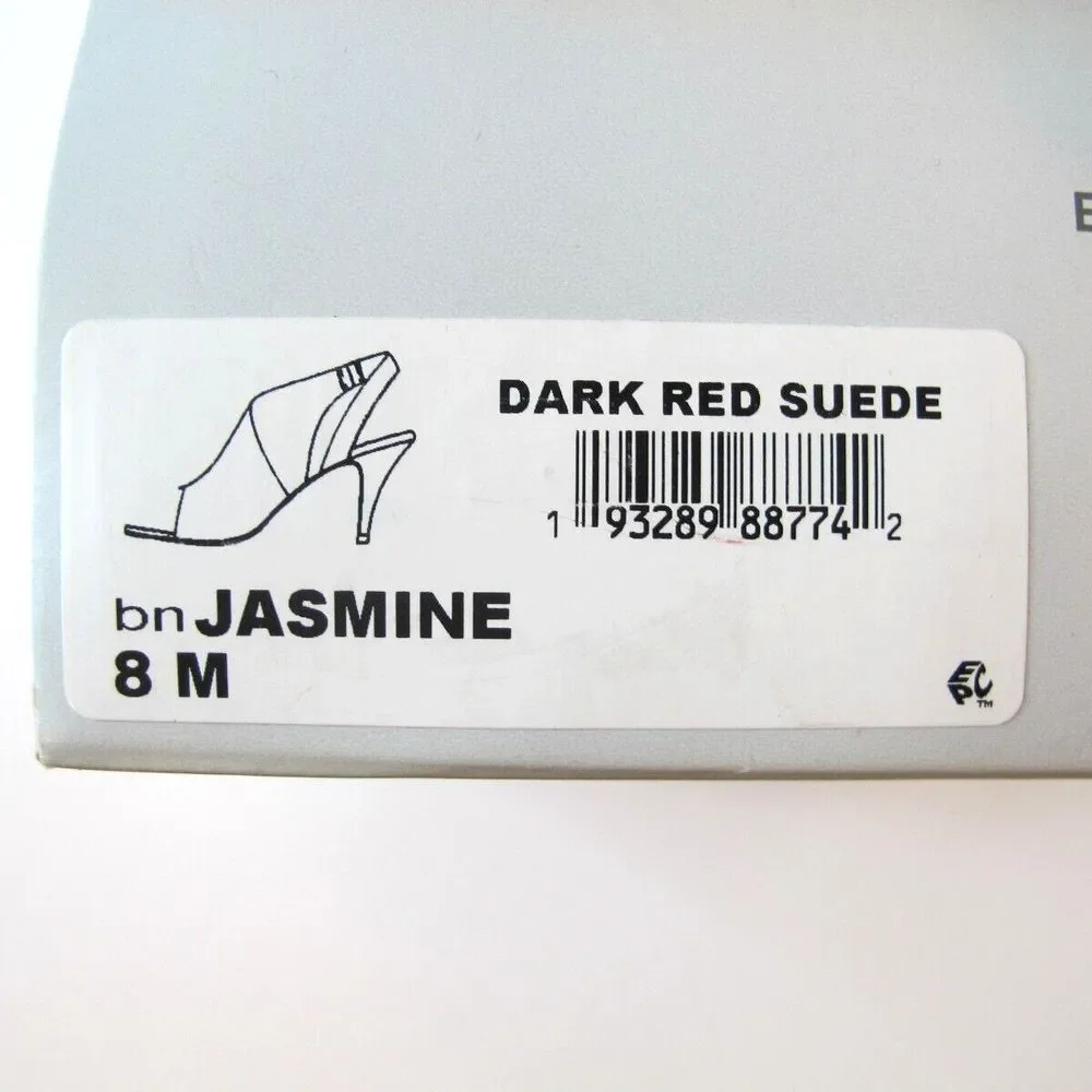 Bandolino Jasmine Dark Red Suede Peep Toe Slingback Peep Toe Heels‎ Women's 8.5M - Picture 9 of 9